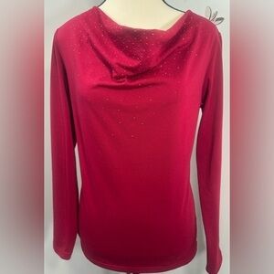 Studio By Liz Claiborne Red Women's Top Long Sleeve Cowl Neck Size S/P